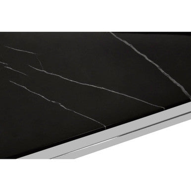 Orsina Piermount Black Marble Console Table – Silver Stainless Steel
