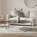 Orsina Piermount Hexagon Coffee Table – Black Marble & Silver Steel