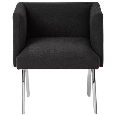Orsina Piermount Black Dining Chair | Upholstered with Silver Legs