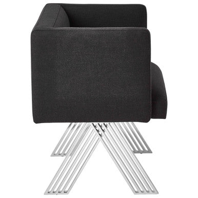 Orsina Piermount Black Dining Chair | Upholstered with Silver Legs
