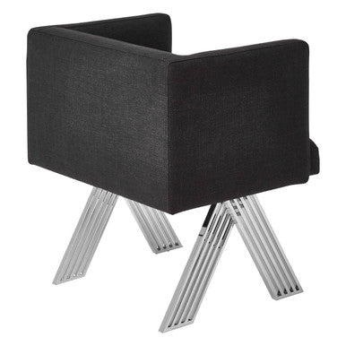 Orsina Piermount Black Dining Chair | Upholstered with Silver Legs