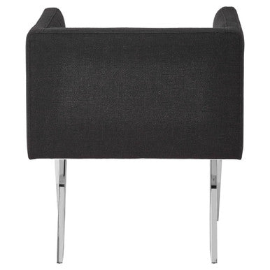 Orsina Piermount Black Dining Chair | Upholstered with Silver Legs