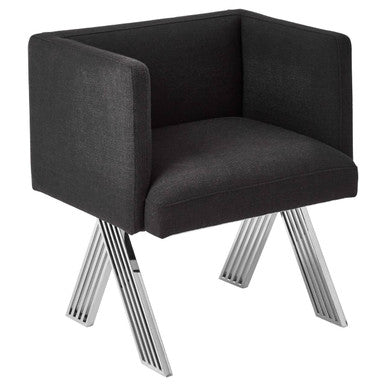 Orsina Piermount Black Dining Chair | Upholstered with Silver Legs