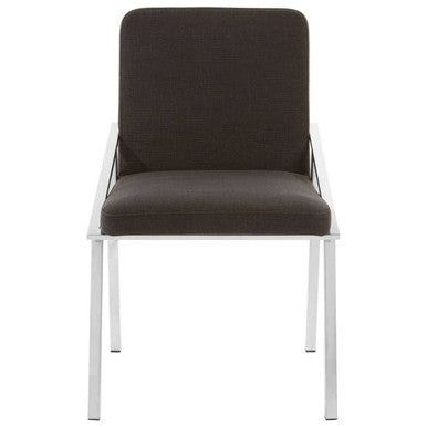Orsina Piermount Black Dining Chair | Upholstered Stainless Steel Armchair