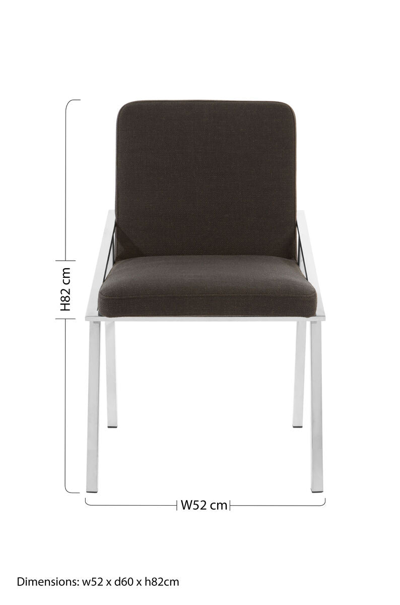 Orsina Piermount Black Dining Chair | Upholstered Stainless Steel Armchair