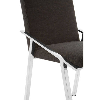 Orsina Piermount Black Dining Chair | Upholstered Stainless Steel Armchair