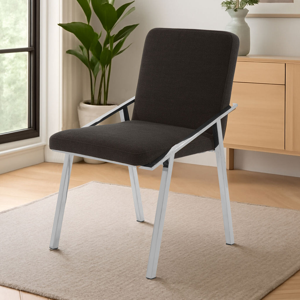 Orsina Piermount Black Dining Chair | Upholstered Stainless Steel Armchair
