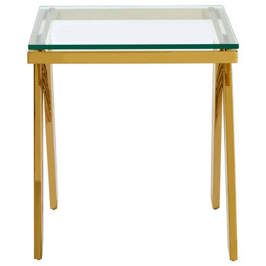 Orsina Piermount Gold Side Table – Square Glass Top End Table