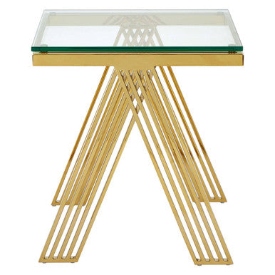 Orsina Piermount Gold Side Table – Square Glass Top End Table