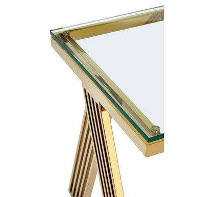 Orsina Piermount Gold Side Table – Square Glass Top End Table