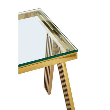 Orsina Piermount Gold Side Table – Square Glass Top End Table