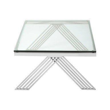 Orsina Piermount Rectangular Glass Coffee Table - Silver Stainless Steel