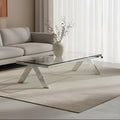 Orsina Piermount Rectangular Glass Coffee Table - Silver Stainless Steel