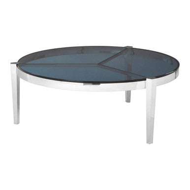 Orsina Piermount Round Coffee Table – Smoky Grey Glass & Silver