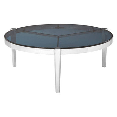 Orsina Piermount Round Coffee Table – Smoky Grey Glass & Silver
