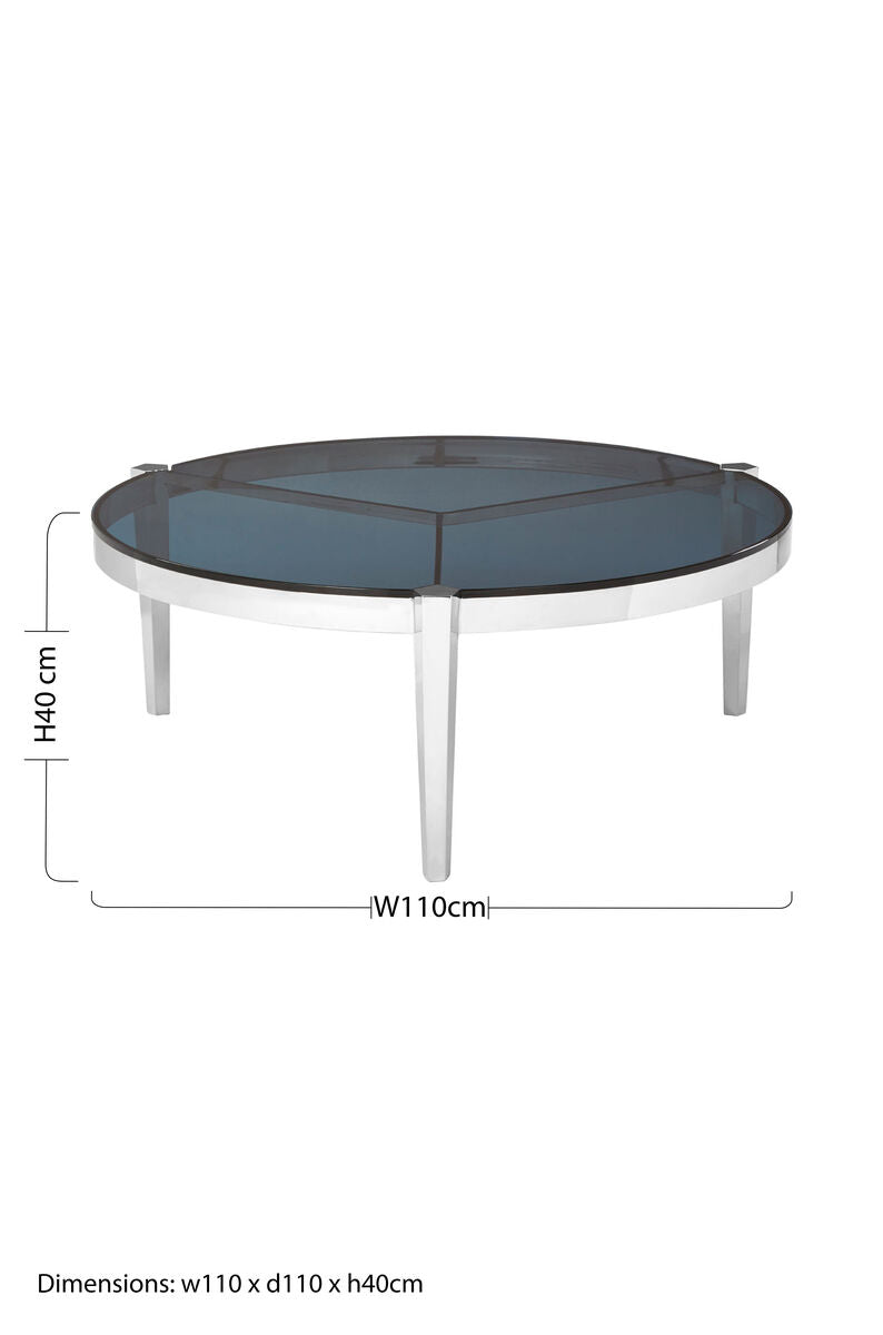 Orsina Piermount Round Coffee Table – Smoky Grey Glass & Silver