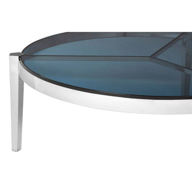 Orsina Piermount Round Coffee Table – Smoky Grey Glass & Silver