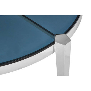 Orsina Piermount Round Coffee Table – Smoky Grey Glass & Silver