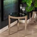 Orsina Piermount Round Glass End Table - Smoky Grey and Silver