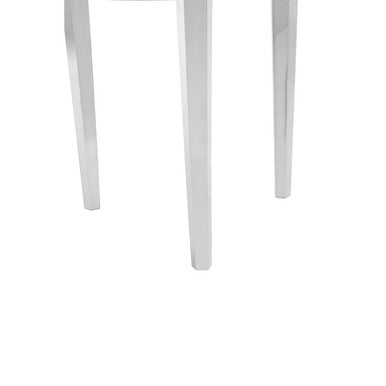 Orsina Piermount Round Glass End Table - Smoky Grey and Silver