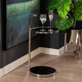 Orsina Piermount Round Two Tier End Table - Black Marble & Silver
