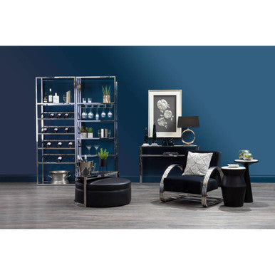 Orsina Piermount Bar Shelf Unit – Silver Stainless Steel & Glass