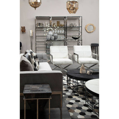 Orsina Piermount Bar Shelf Unit – Silver Stainless Steel & Glass