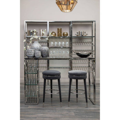 Orsina Piermount Bar Shelf Unit – Silver Stainless Steel & Glass