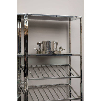 Orsina Piermount Bar Shelf Unit – Silver Stainless Steel & Glass