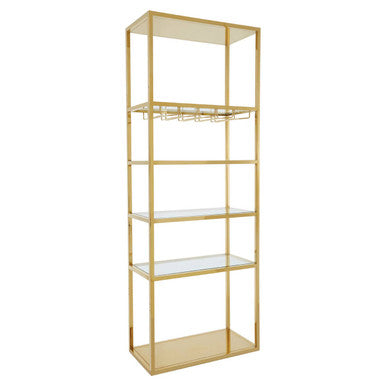 Orsina Piermount Gold Bar Shelf Unit with Glass Rack & 4 Shelves