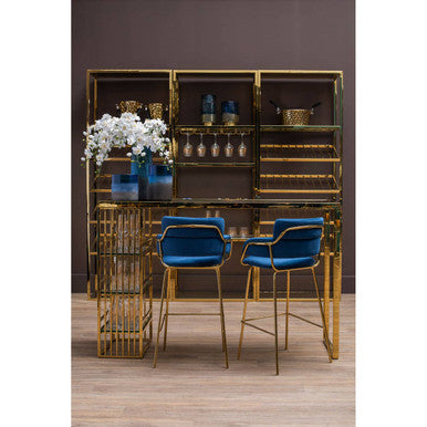 Orsina Piermount Gold Bar Shelf Unit with Glass Rack & 4 Shelves
