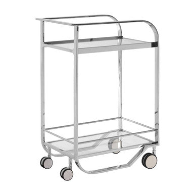 Orsina Piermount 2 Tier Serving Trolley – Silver Stainless Steel & Glass