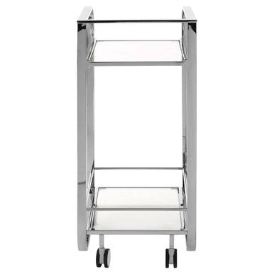 Orsina Piermount 2 Tier Serving Trolley – Silver Stainless Steel & Glass