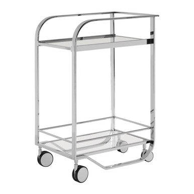 Orsina Piermount 2 Tier Serving Trolley – Silver Stainless Steel & Glass