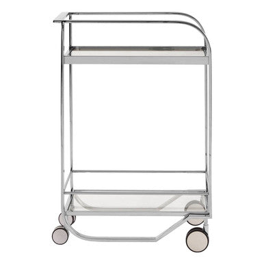 Orsina Piermount 2 Tier Serving Trolley – Silver Stainless Steel & Glass