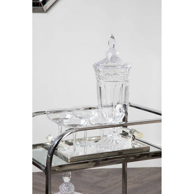 Orsina Piermount 2 Tier Serving Trolley – Silver Stainless Steel & Glass