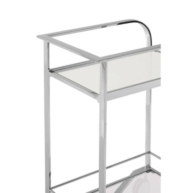 Orsina Piermount 2 Tier Serving Trolley – Silver Stainless Steel & Glass