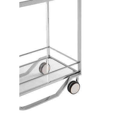 Orsina Piermount 2 Tier Serving Trolley – Silver Stainless Steel & Glass