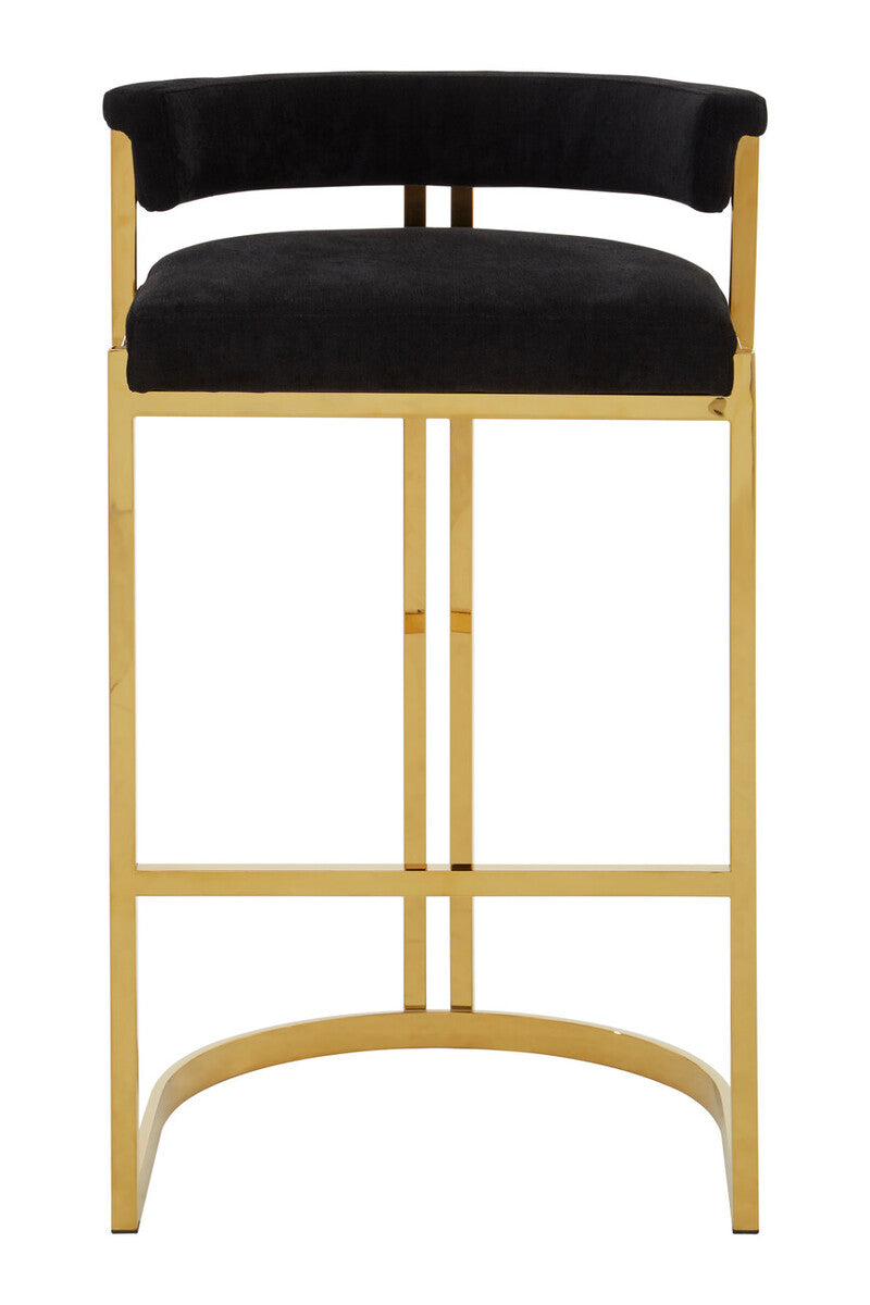 Orsina Piermount Black Velvet and Gold Bar Stool – Art Deco Style
