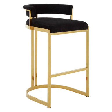 Orsina Piermount Black Velvet and Gold Bar Stool – Art Deco Style