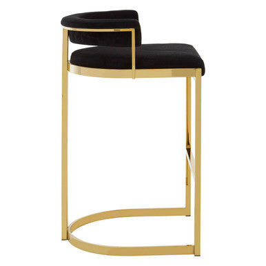 Orsina Piermount Black Velvet and Gold Bar Stool – Art Deco Style