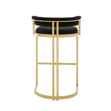 Orsina Piermount Black Velvet and Gold Bar Stool – Art Deco Style
