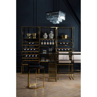 Orsina Piermount Black Velvet and Gold Bar Stool – Art Deco Style