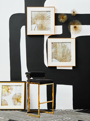 Orsina Piermount Black Velvet and Gold Bar Stool – Art Deco Style