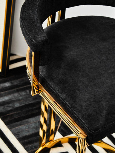 Orsina Piermount Black Velvet and Gold Bar Stool – Art Deco Style