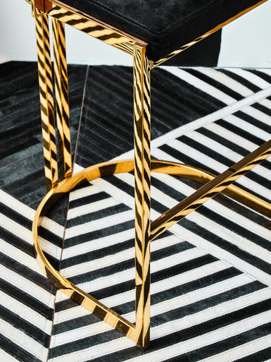 Orsina Piermount Black Velvet and Gold Bar Stool – Art Deco Style