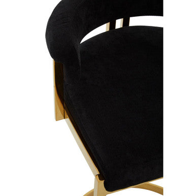 Orsina Piermount Black Velvet and Gold Bar Stool – Art Deco Style