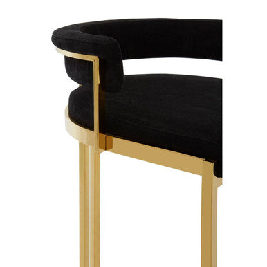 Orsina Piermount Black Velvet and Gold Bar Stool – Art Deco Style