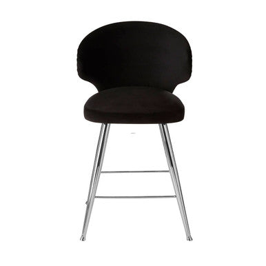 Orsina Piermount Black Velvet Bar Stool | Modern Stainless Steel Base