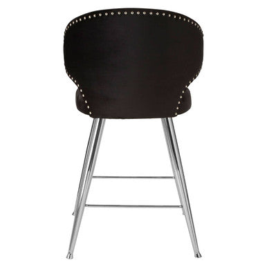 Orsina Piermount Black Velvet Bar Stool | Modern Stainless Steel Base